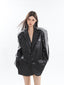 Oversized Black Leather Blazer - COPPING THREADS - CT Select