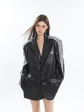 Oversized Black Leather Blazer - COPPING THREADS - CT Select