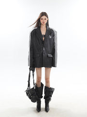 Oversized Black Leather Blazer - COPPING THREADS - CT Select