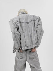 Paneled Shoulder Pads Denim Jacket - COPPING THREADS - CT Select