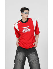 Striped Print Shoulder Pad Tee - COPPING THREADS - CT Select