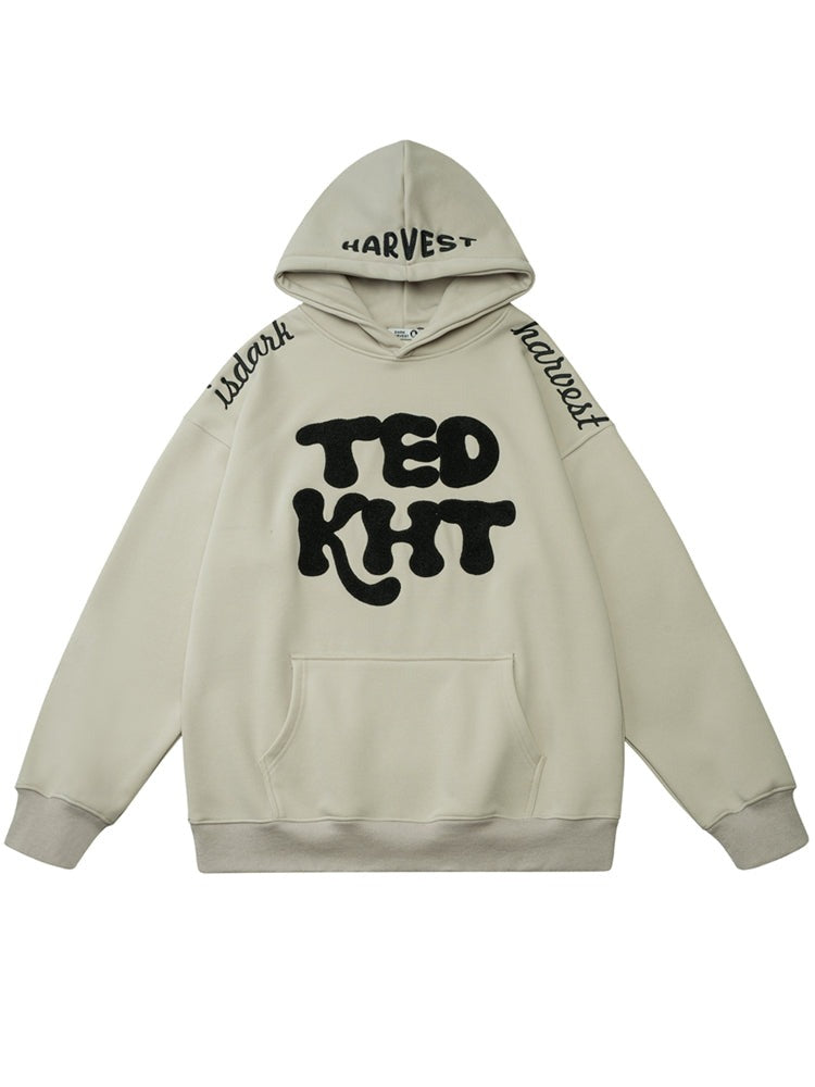 TEDKHT Letter Puff Print Hoodie