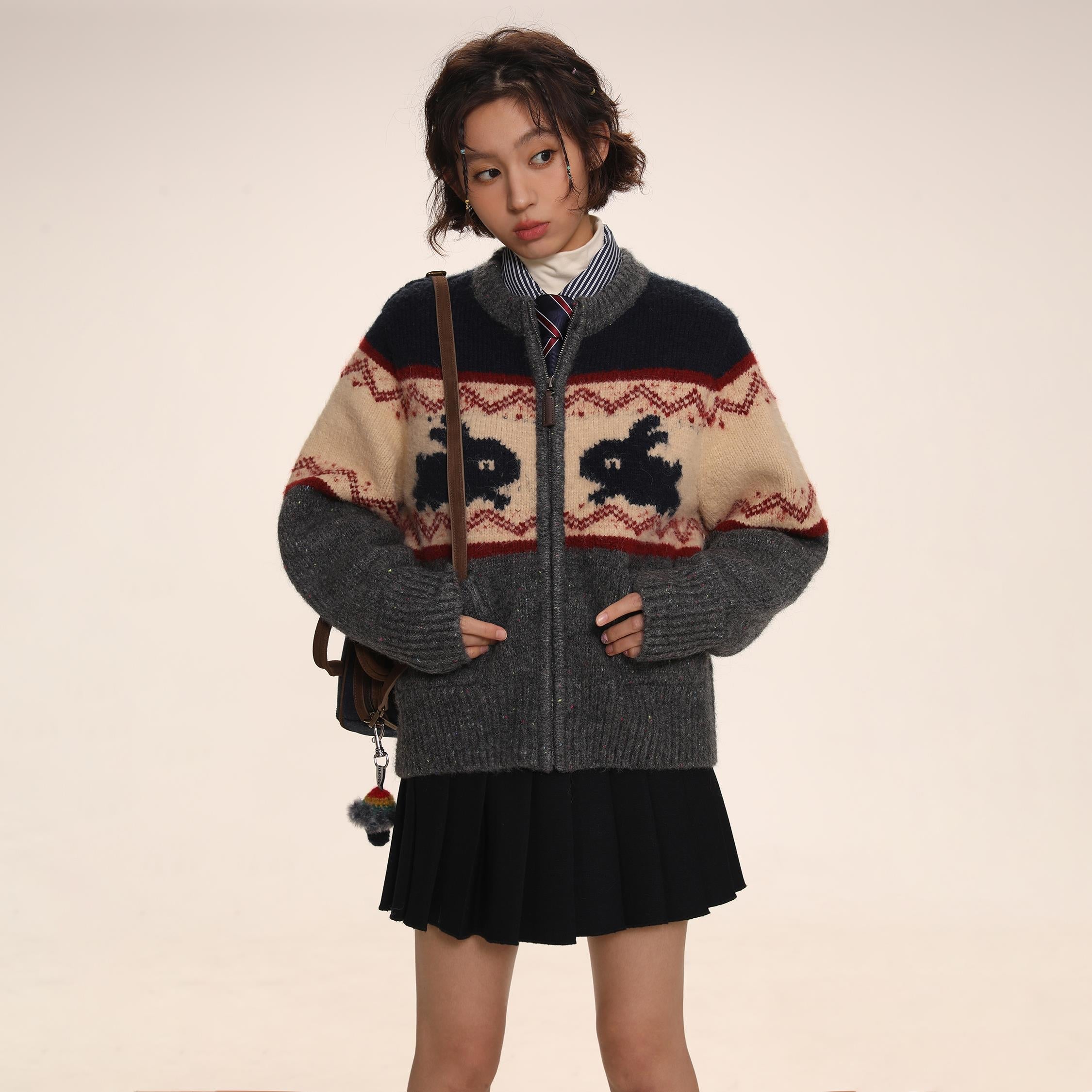 Bunny Jacquard Knit Cardigan Jumper