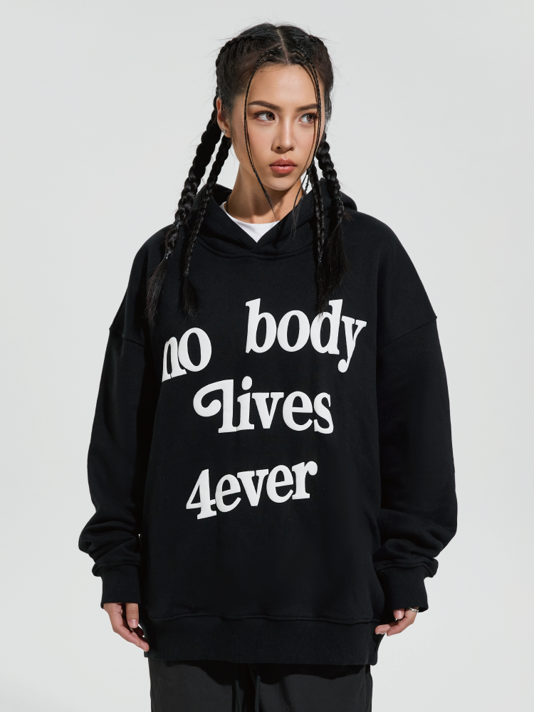 4ever Letter Puff Print Hoodie