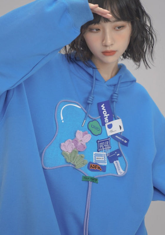 Decorative Tags Logo Print Hoodie