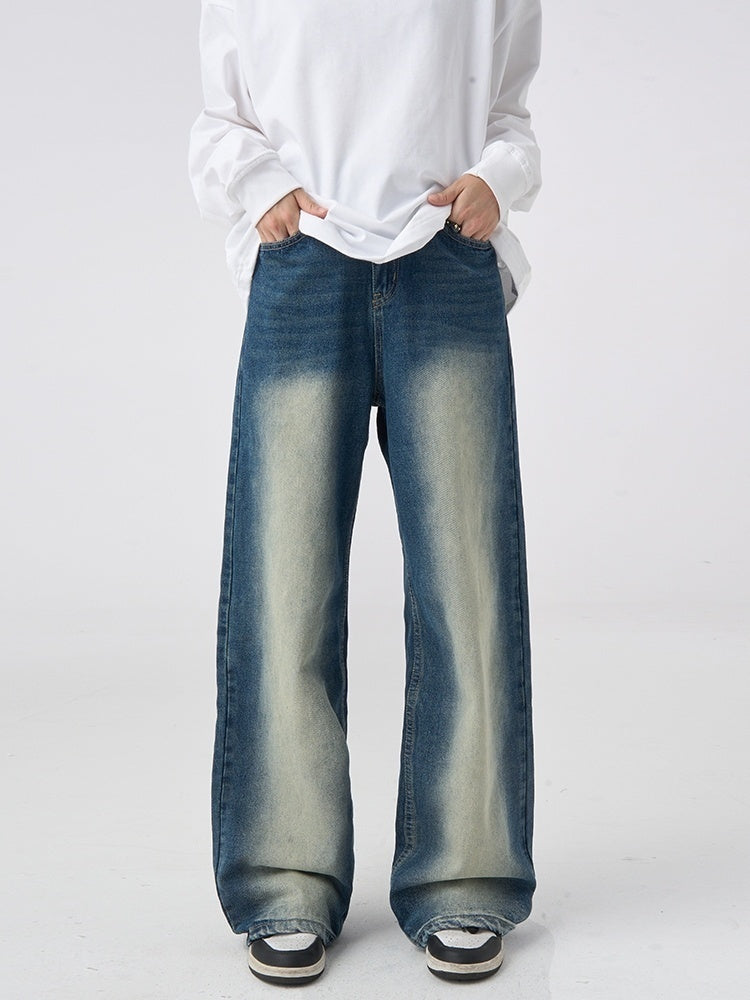 Vintage Washed Wide-Leg Denim