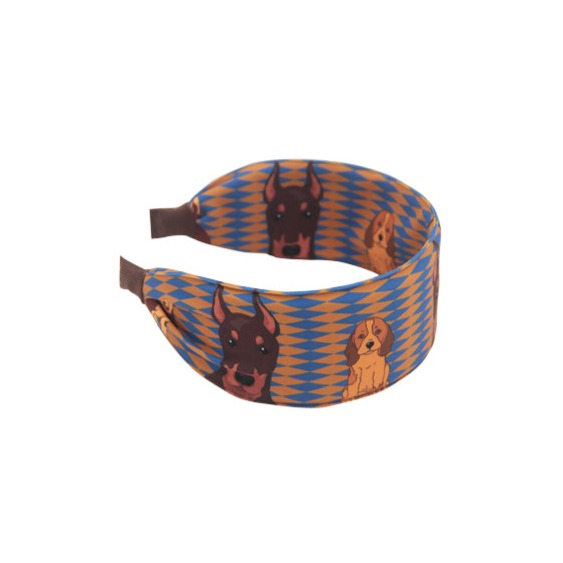 Retro Dog Print Wide Headband