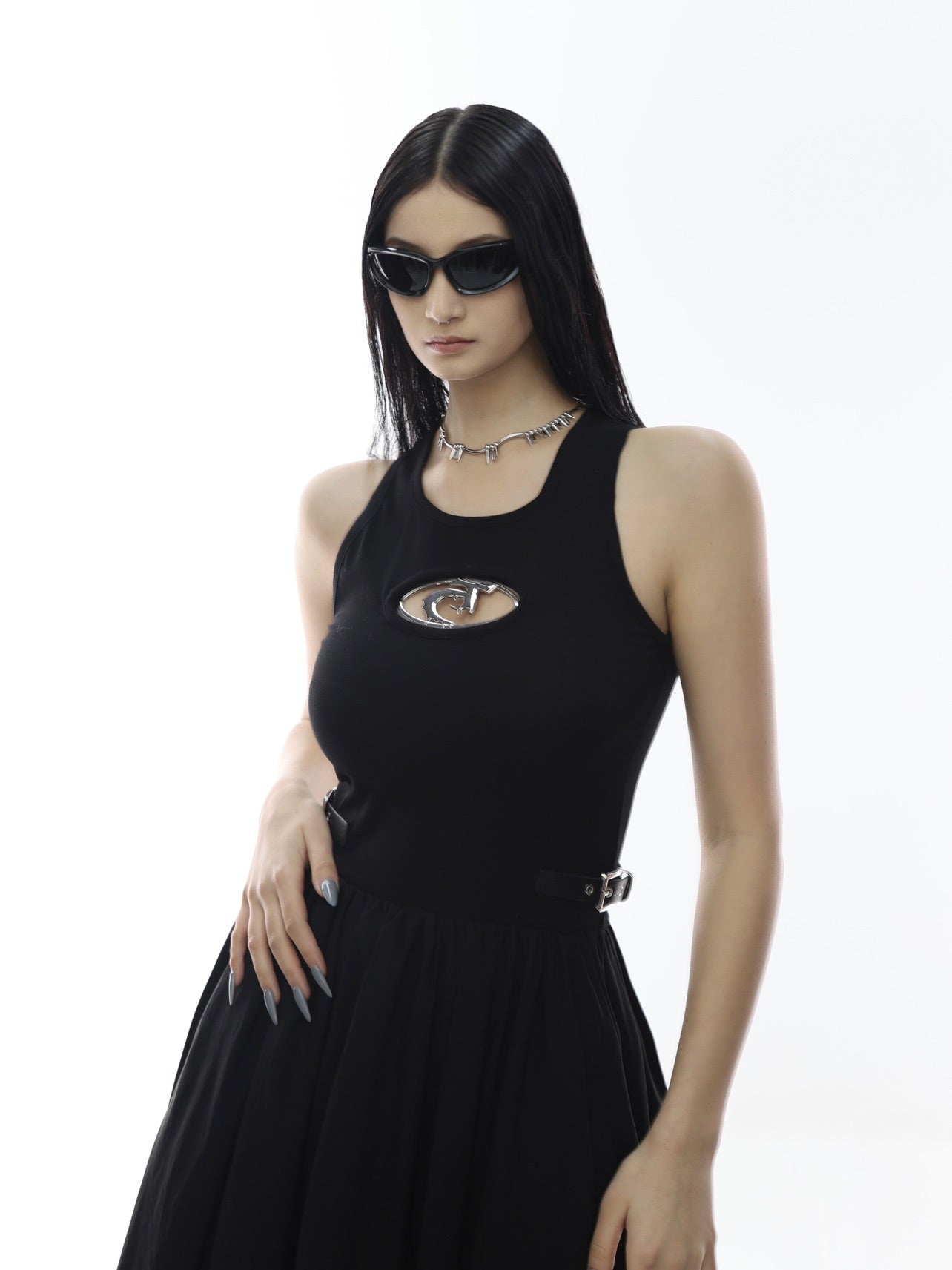 Metal Hollow Out Sleeveless Dress