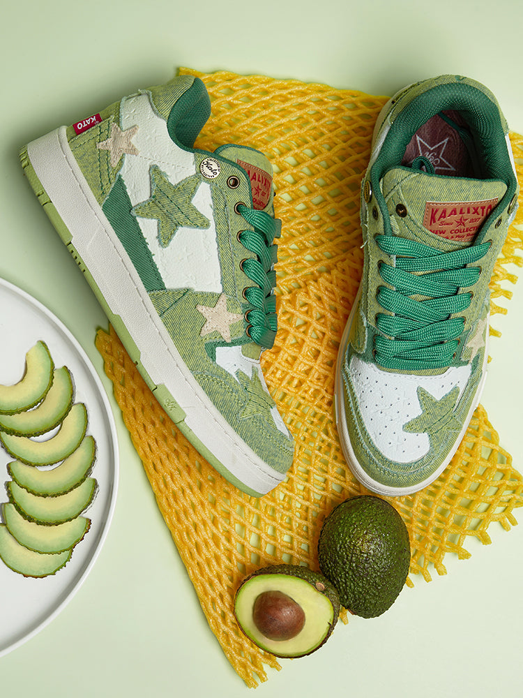 KAALIXTO Avocado Denim Star Sneakers