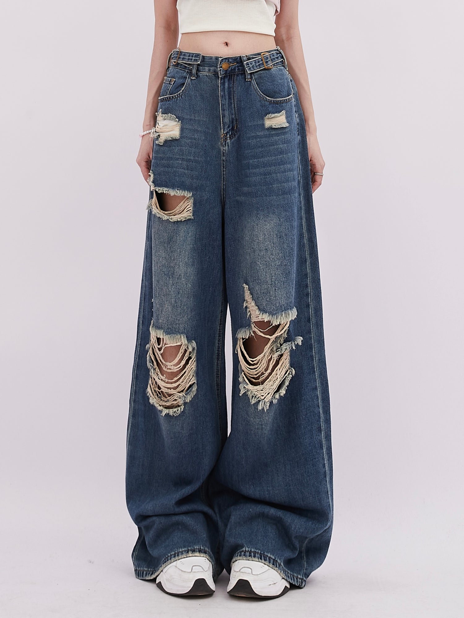 Vintage Irregular Distressed Denim