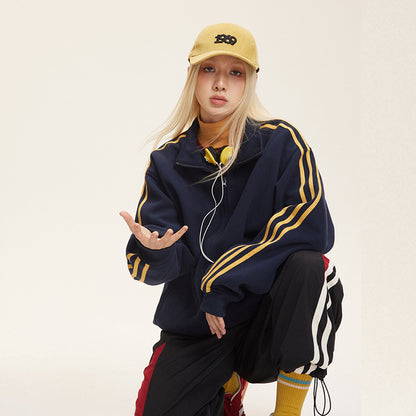 Vintage Three-Stripes Zip-Up Sweatshirt Jacket