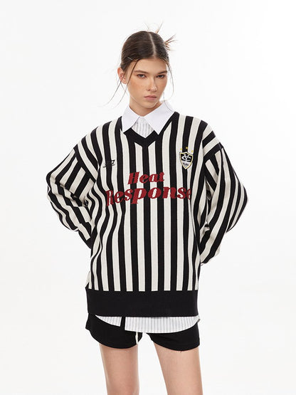 Vintage Vertical Stripe Knit Jersey Sweater