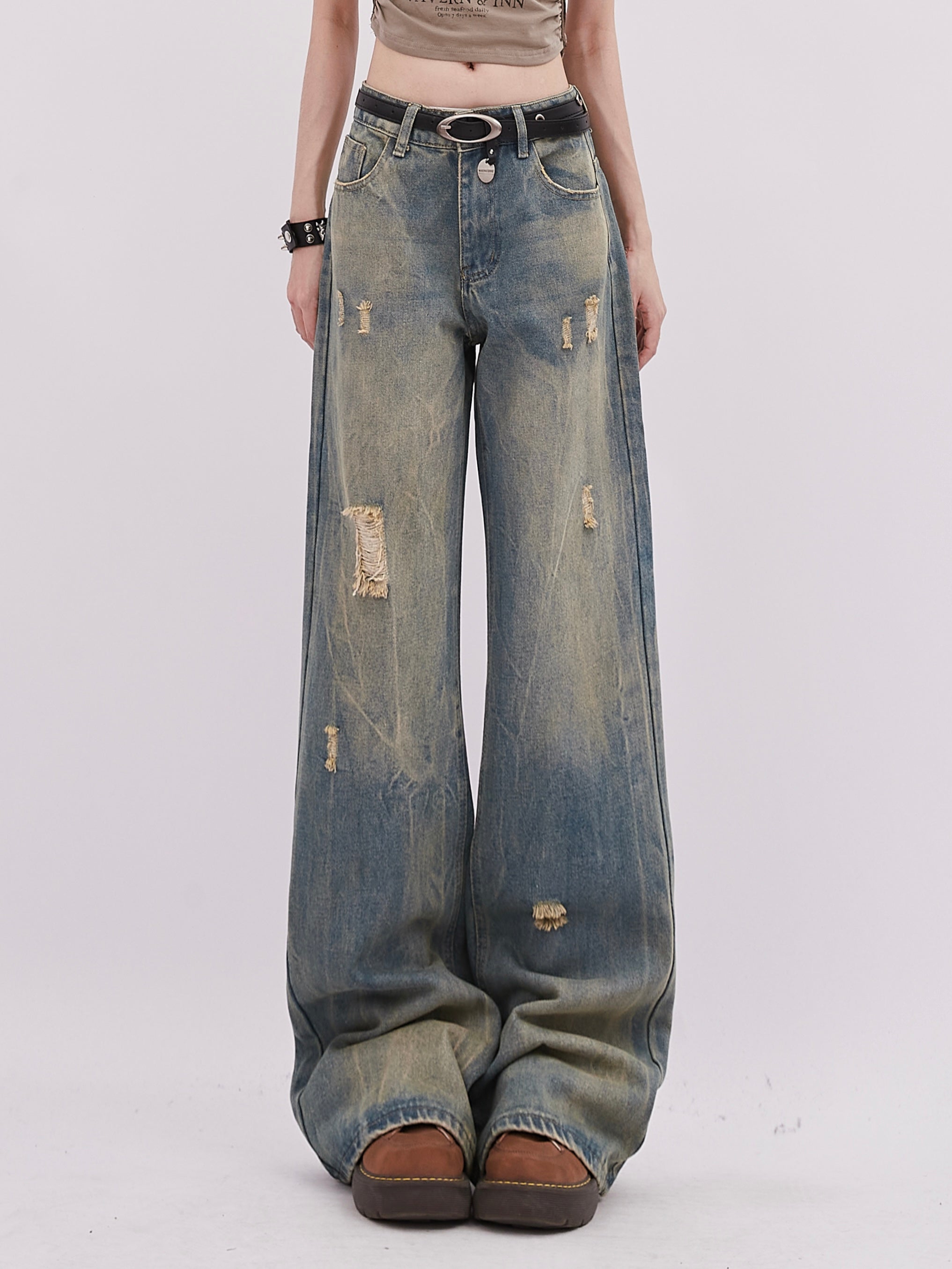 Distressed Straight Denim