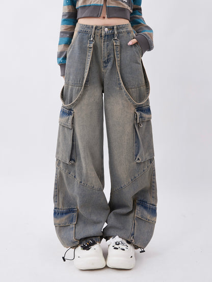 Distressed Roomy Pockets Denim