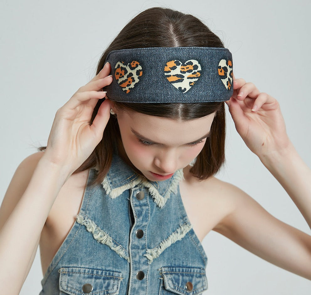 Retro Leopard Heart Pattern Headband