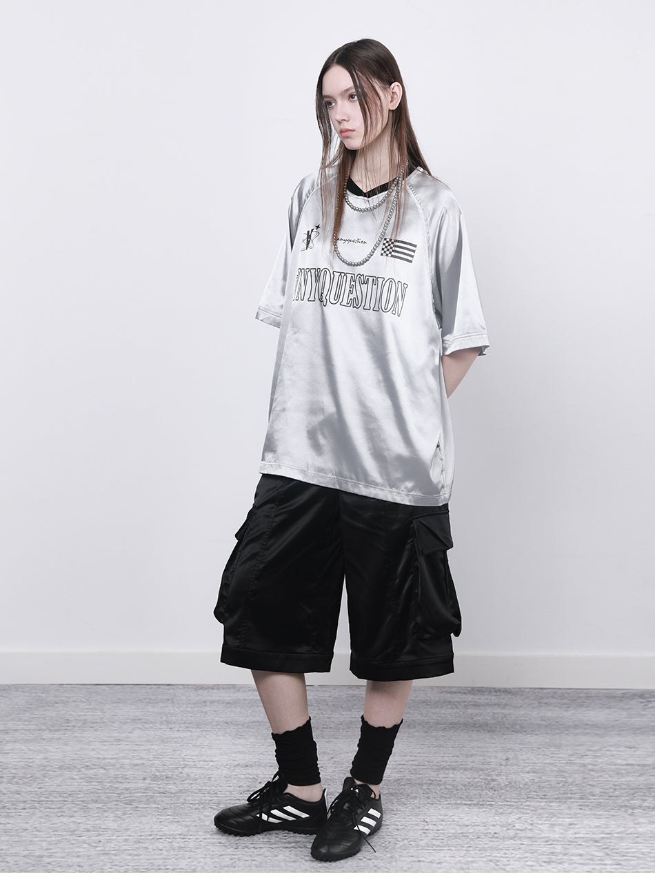 Lace Letter Print Jersey Tee