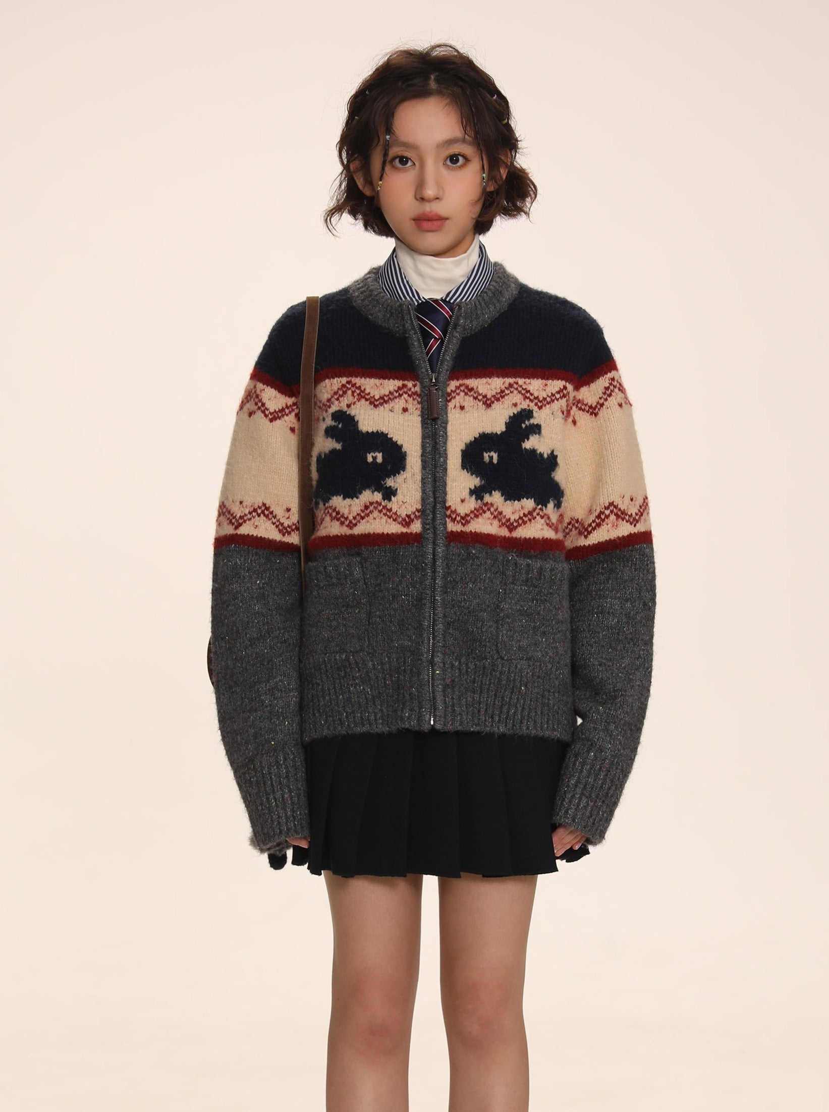 Bunny Jacquard Knit Cardigan Jumper