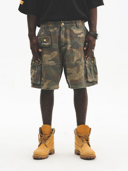 Washed Vintage Camo Cargo Shorts