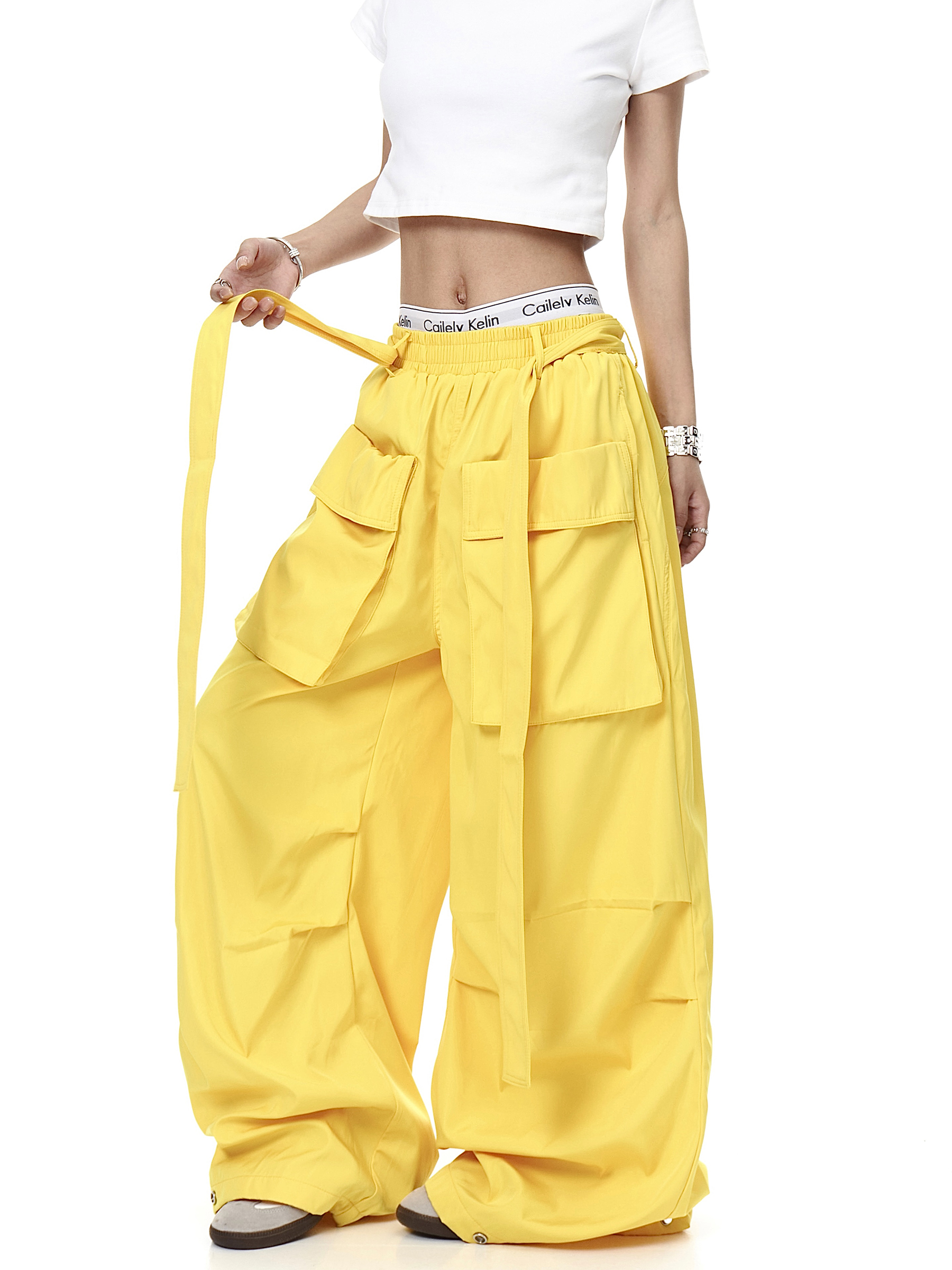 Detachable Belt Oversized Pocket Cargo Pants