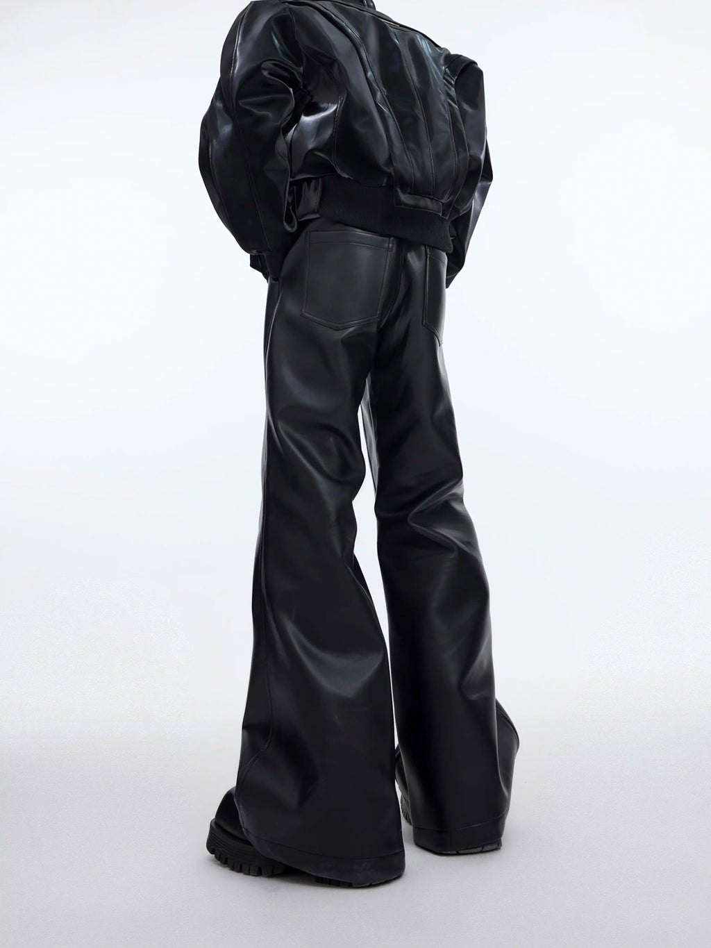 Argue Culture Panelled Matte Flared Pants - gallery view 3