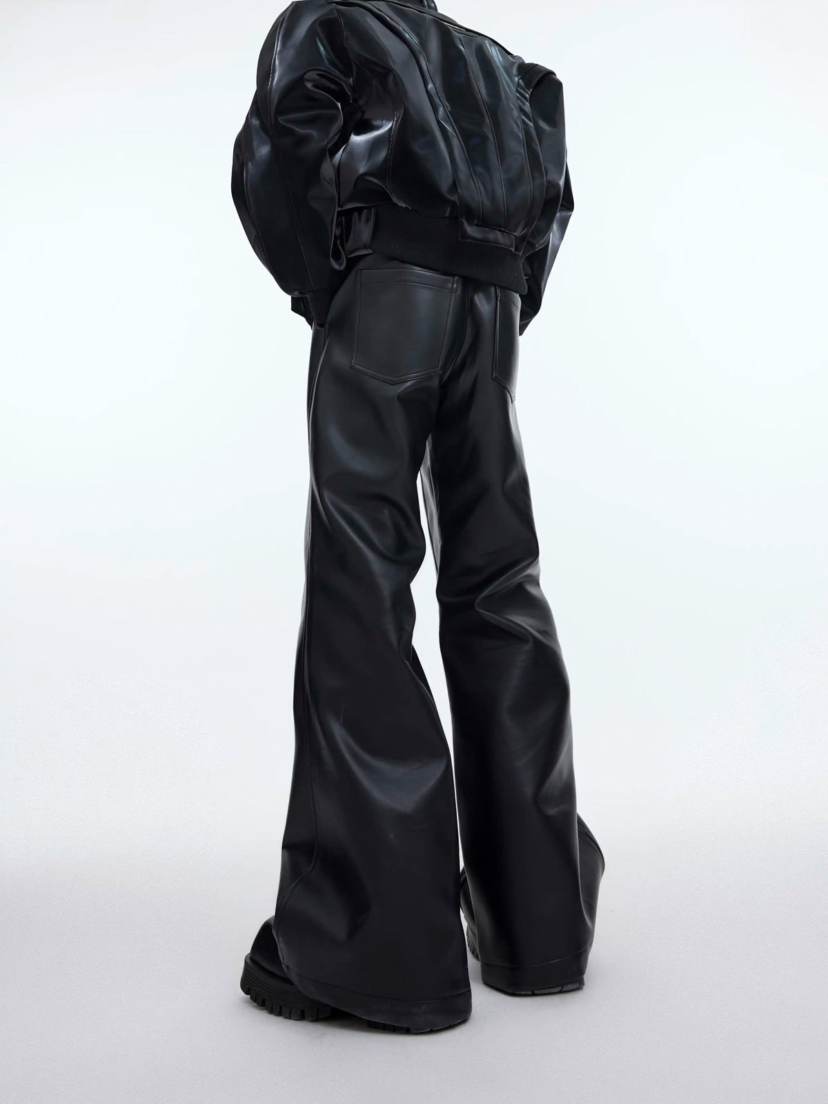 Argue Culture Panelled Matte Flared Pants - gallery view 3