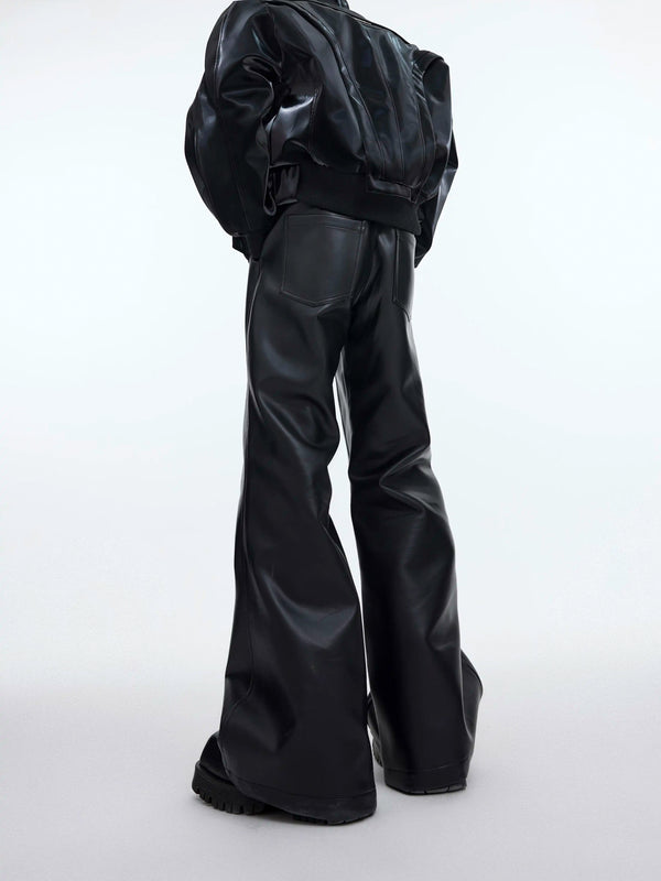 Argue Culture Panelled Matte Flared Pants - gallery view 3