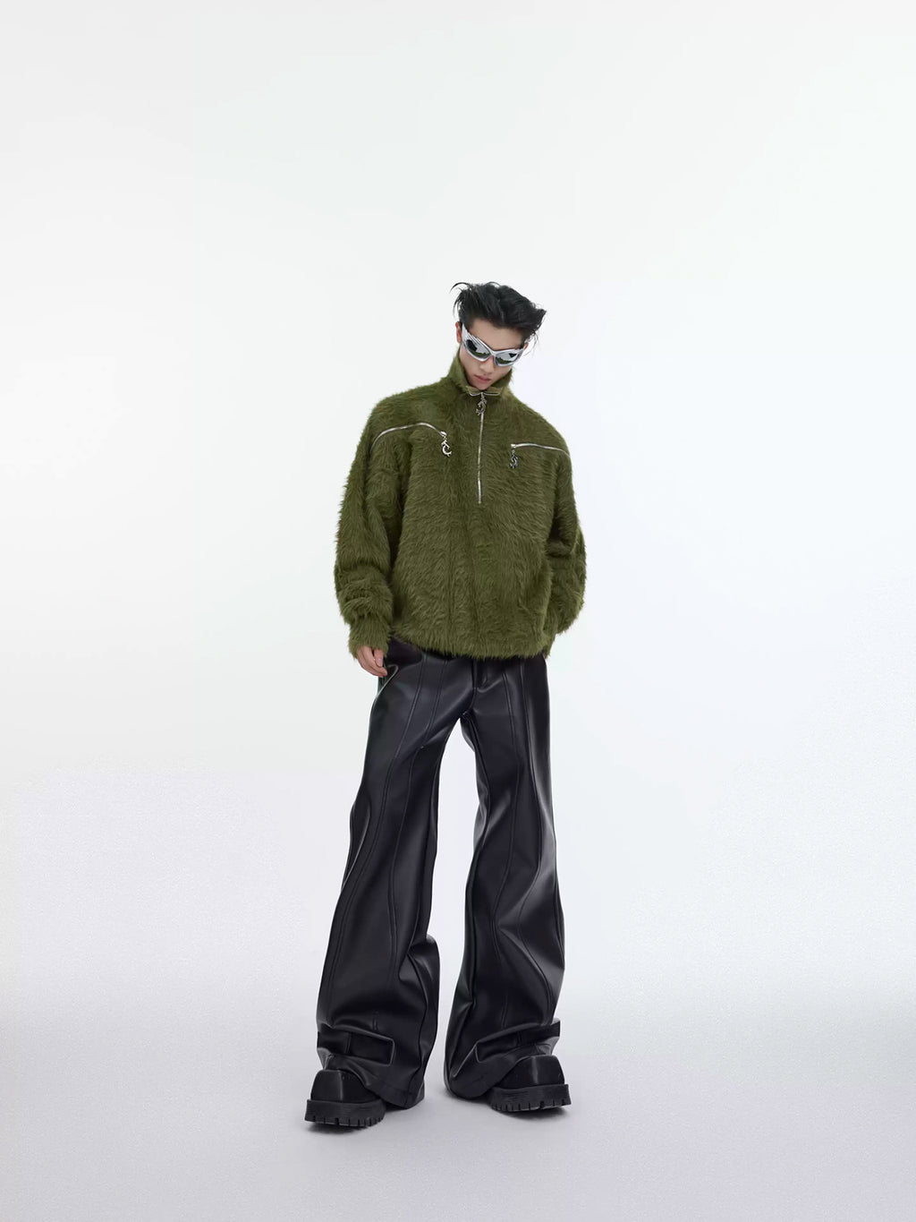 Argue Culture Panelled Matte Flared Pants - gallery view 6