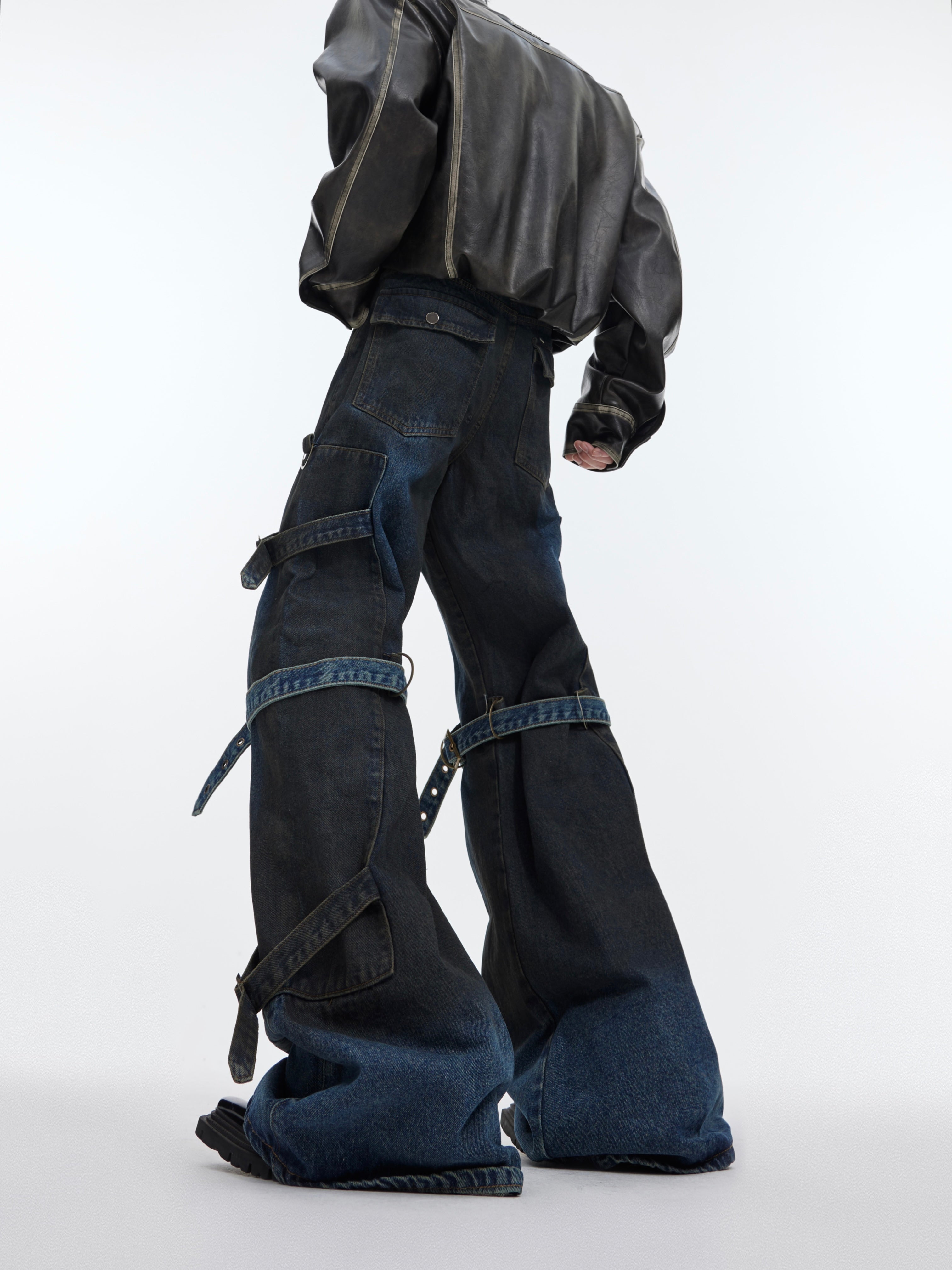 Deconstructed Metal Clasp Punk Denim