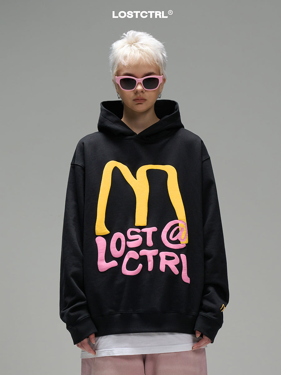 LOSTCTRL M Letter Puff Print Hoodie