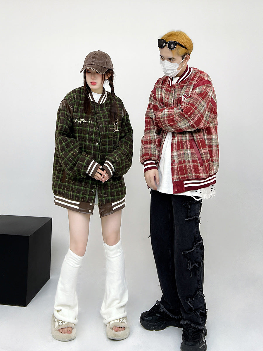 CATTEE Vintage Plaid Chanel-inspired Baseball Jacket