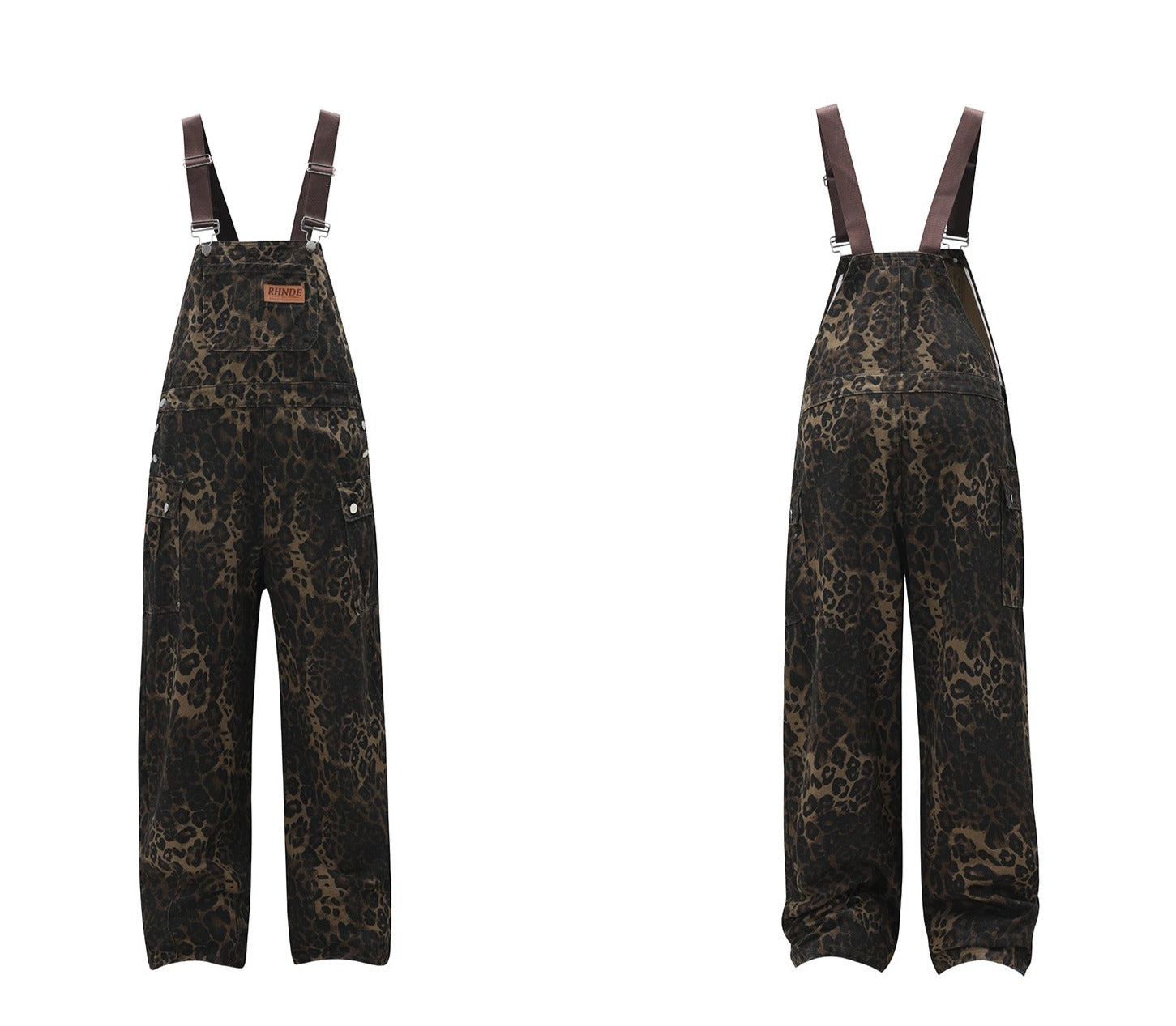 Leopard Print Denim Overalls