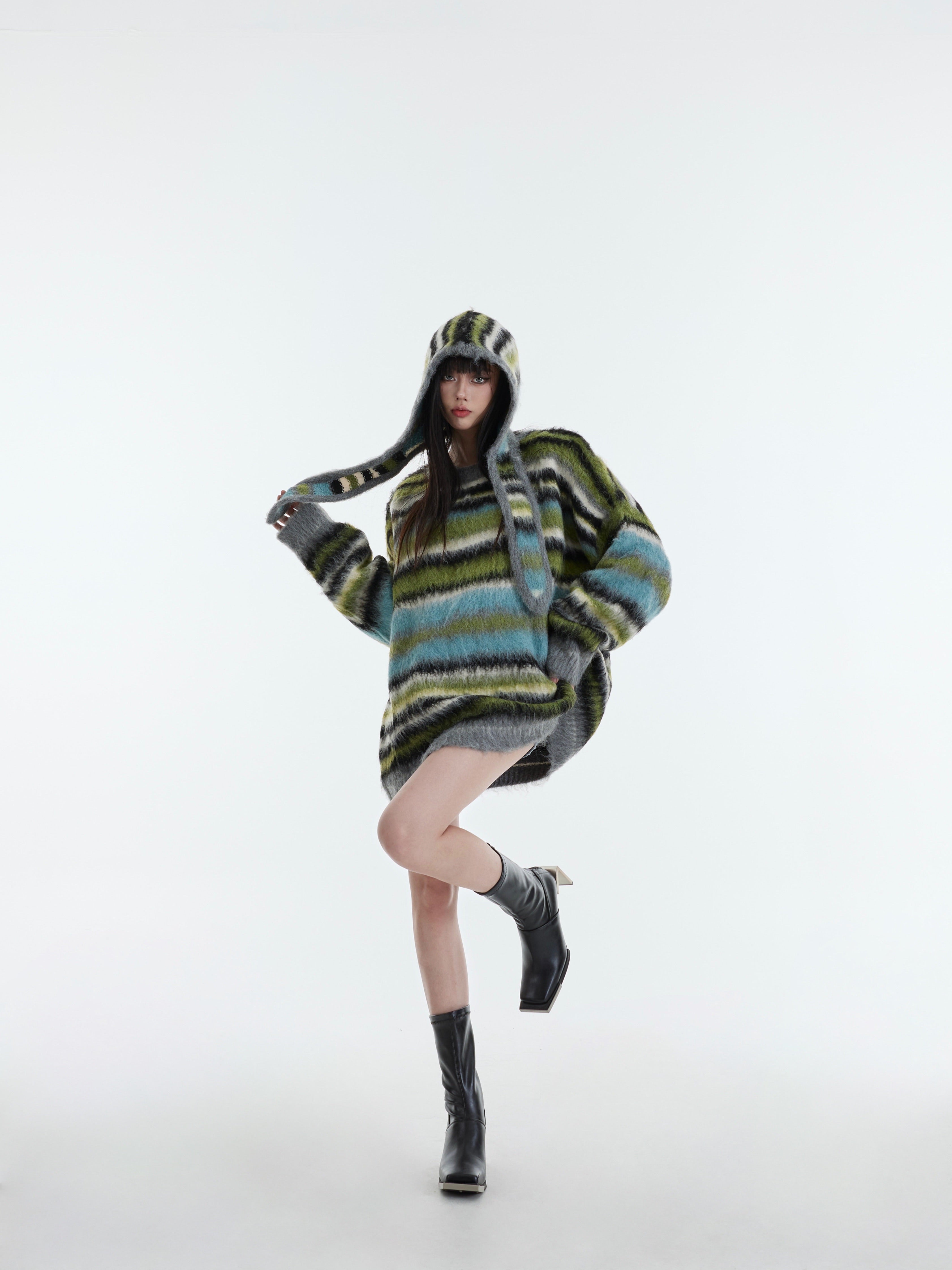 Striped Dopamine Plush Knit Sweater