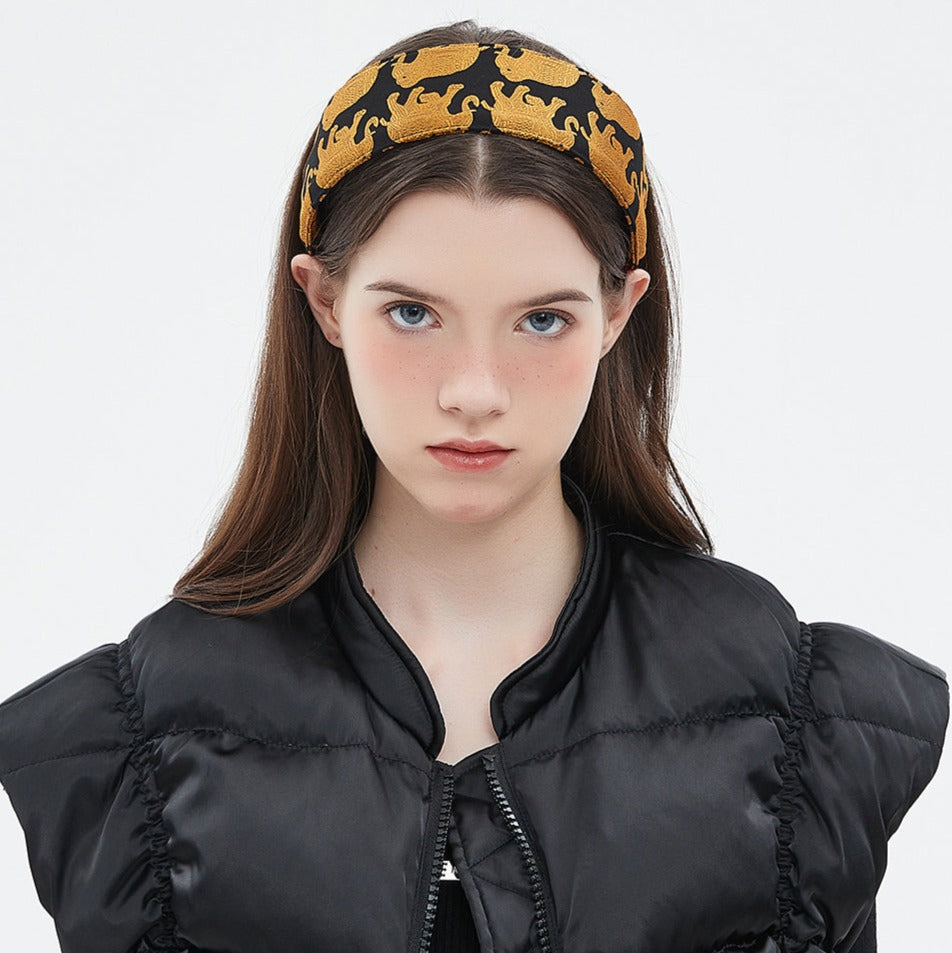 Golden Elephant Print Wide Headband