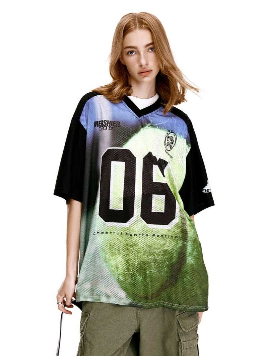 Retro Number 06 Print Jersey Tee