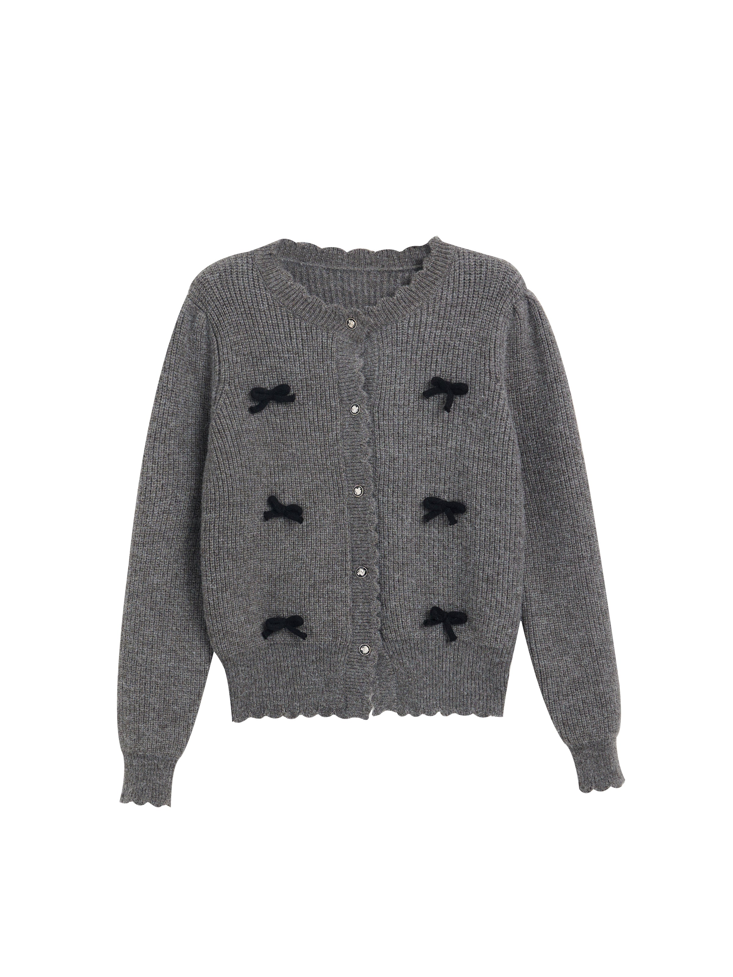 Bow Accent Cardigan Knit Sweater