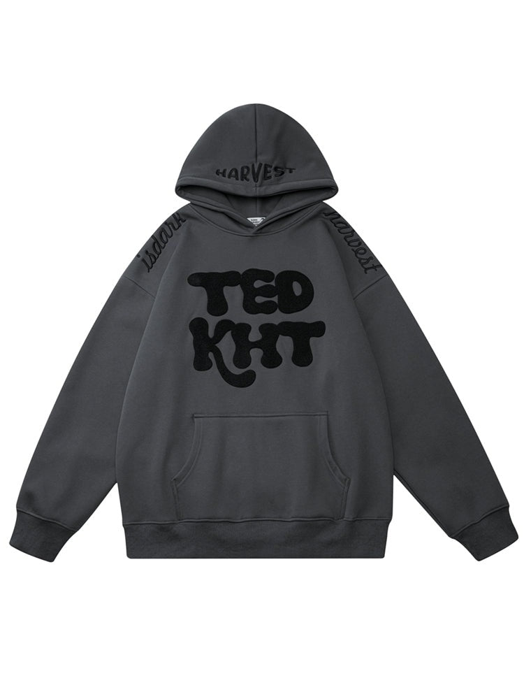 TEDKHT Letter Puff Print Hoodie