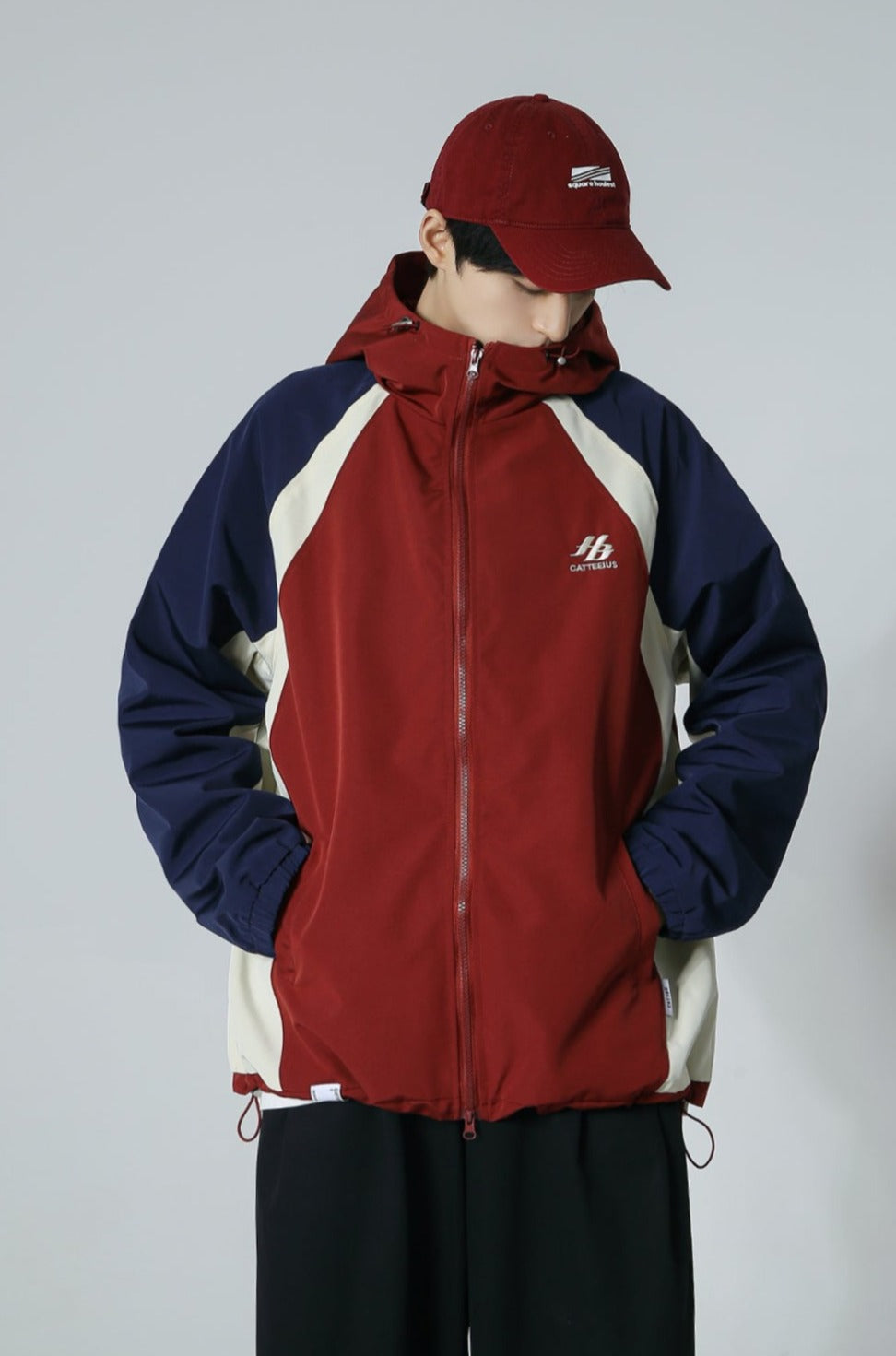 CATTEE Color Block Baseball Hooded Jacket