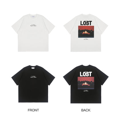 LOSTCTRL アイランドプリント ヴィンテージTシャツ