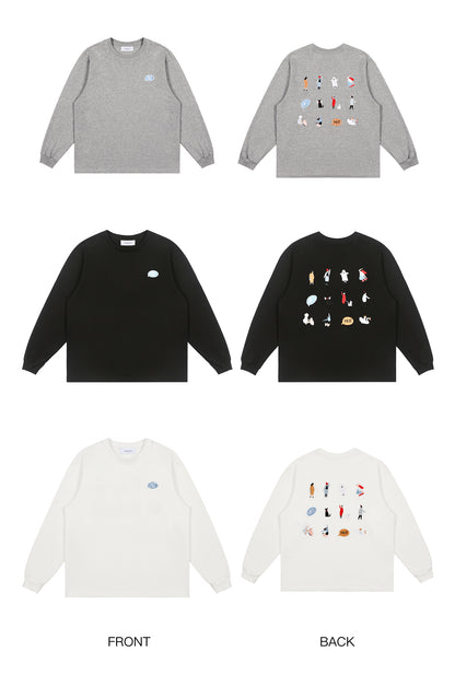 LOSTCTRL Embroidered Drawstring Long Sleeve Tee