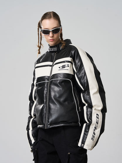 Harsh and Cruel Retro Racing PU Leather Cotton Jacket