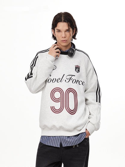 Vintage Three-Stripe Letter Print Jersey Sweatshirt