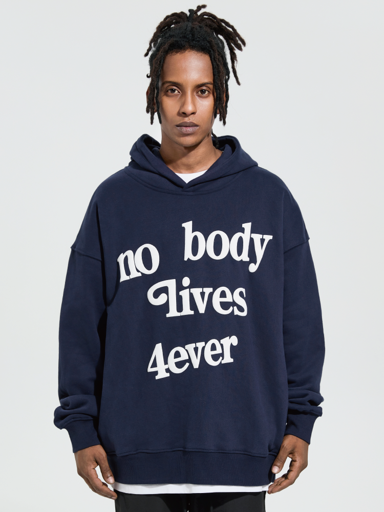 4ever Letter Puff Print Hoodie