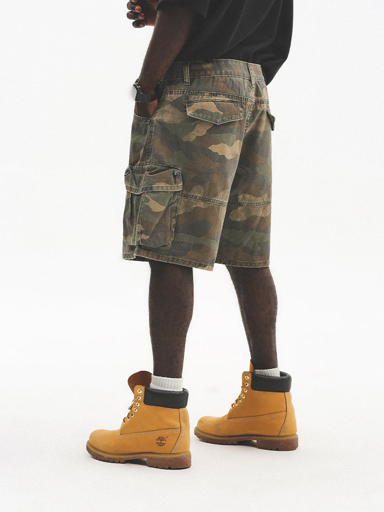 Washed Vintage Camo Cargo Shorts