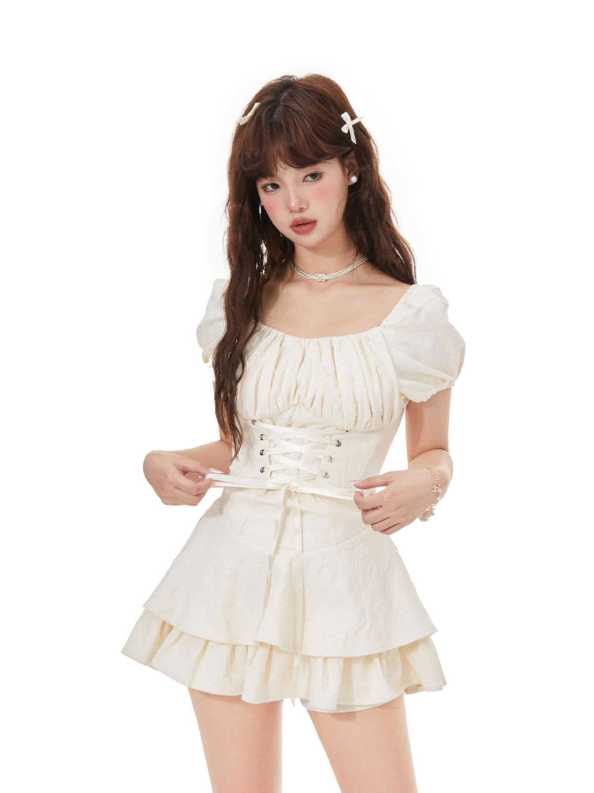 Balletcore Vintage Corset Waist Tiered Dress