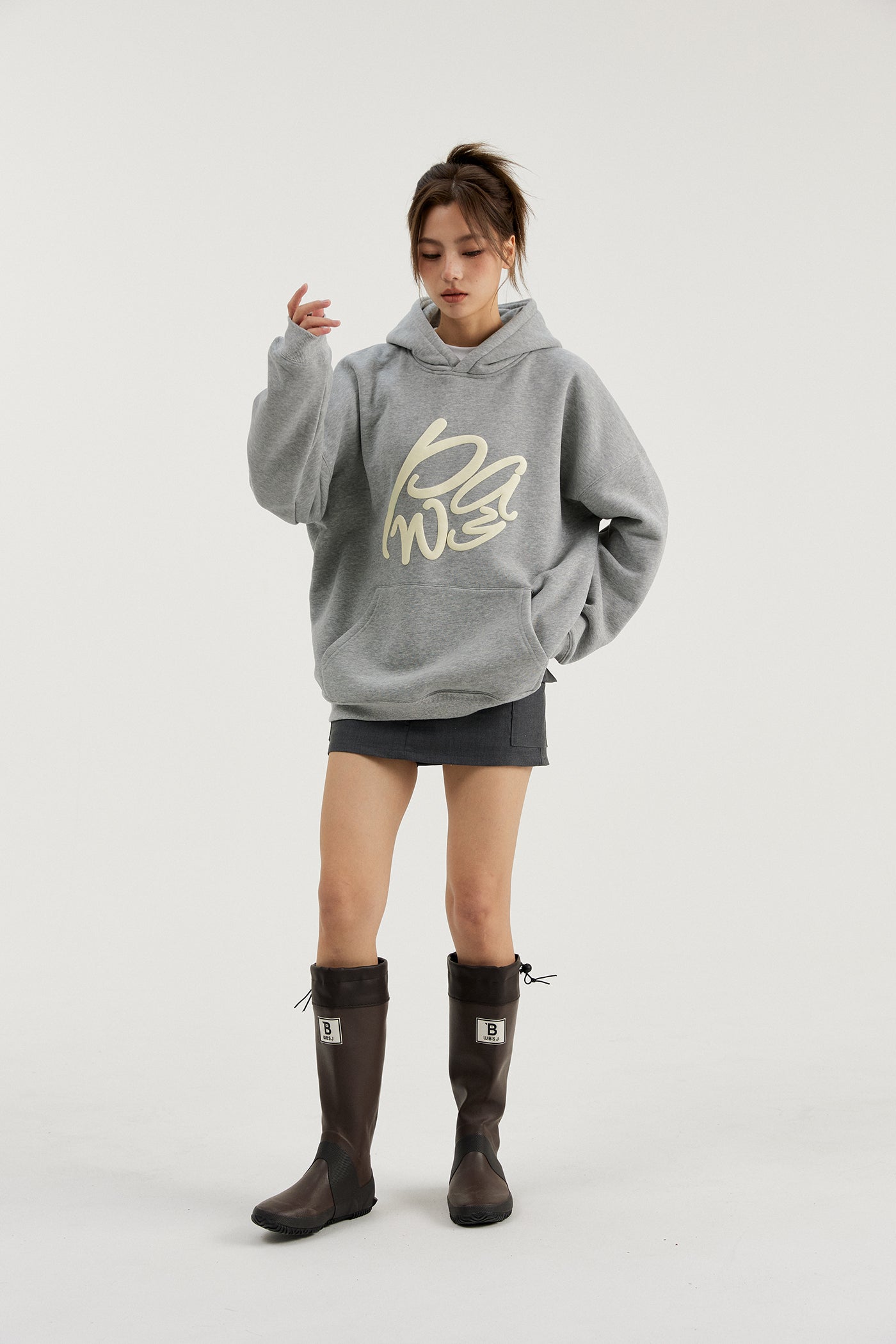 PAWY Letter Puff Print Hoodie