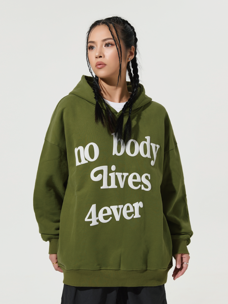 4ever Letter Puff Print Hoodie