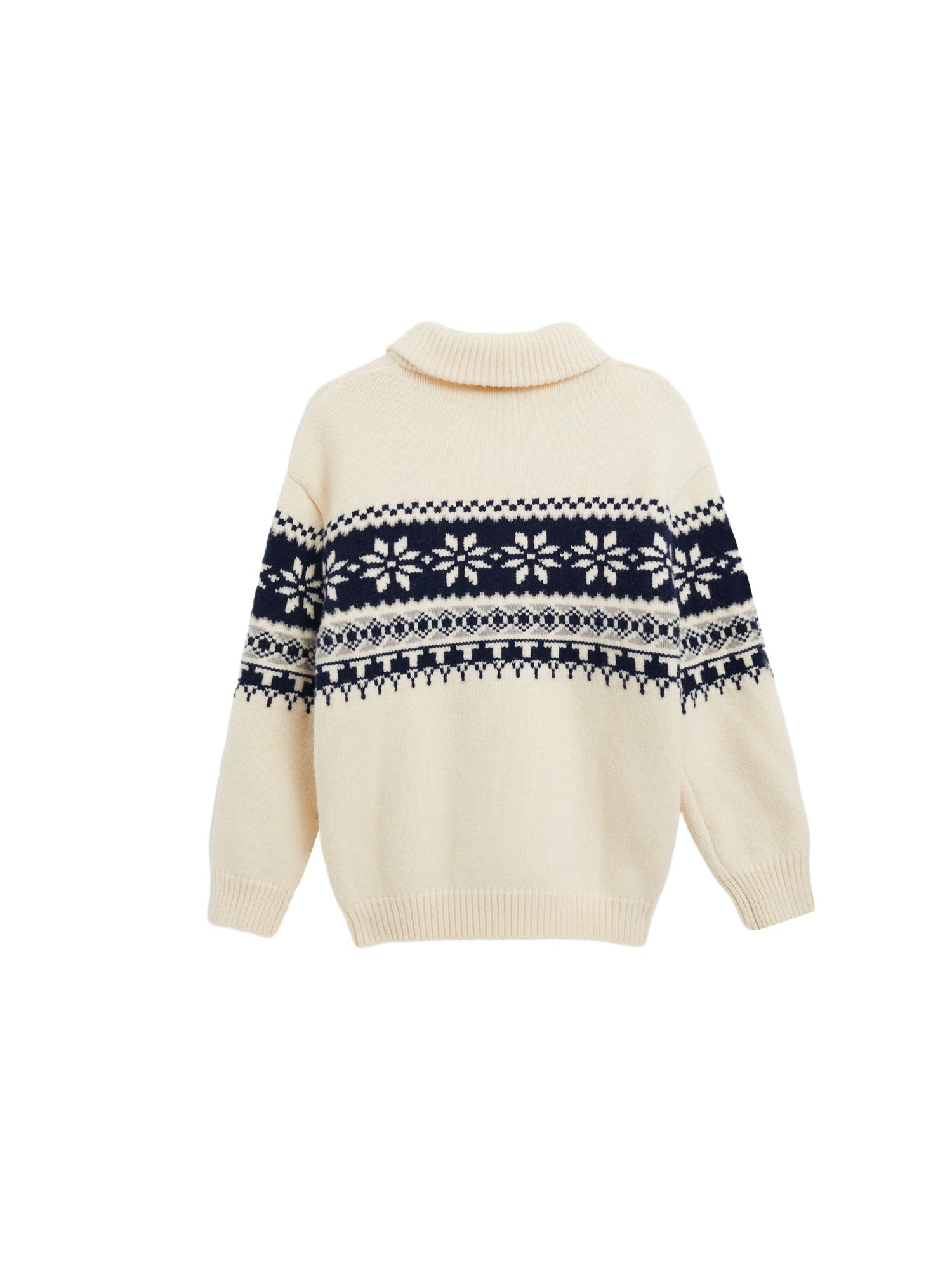 Half-Zip Funnel Neck Fair Isle Knit Sweater