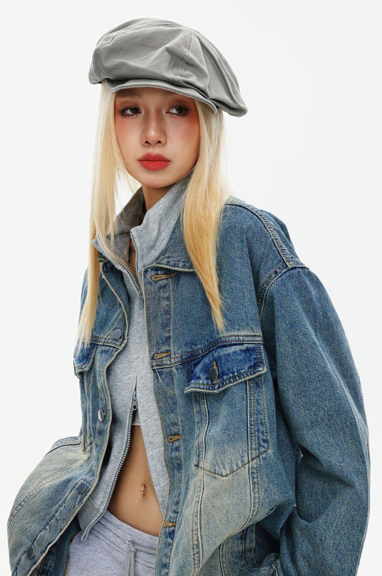 CATTEE Vintage Distressed Denim Jacket