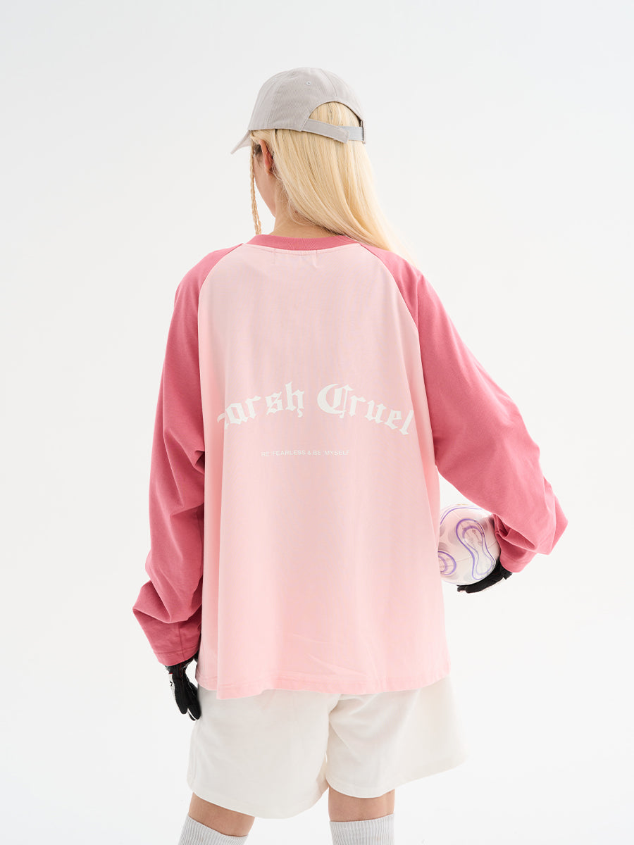 Gothic Letter Logo Drop Shoulder Long Sleeve Tee