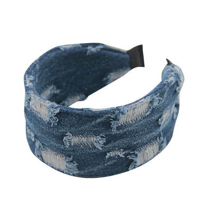 Retro Distressed Denim Headband